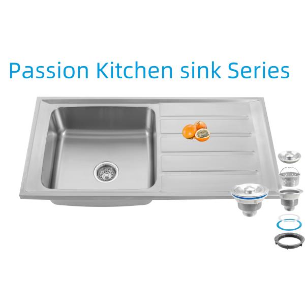 Modern Rear Drain Placement Kitchen Sink With Drainboard for Contemporary Kitchens