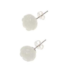 China Sterling Silver 925 Natural Jade Engraved Flowers Stud Earring (TRS30897) on sale