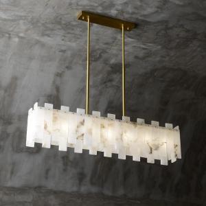 Iron Scagliola High End Pendant Lights With Marble Lampshade
