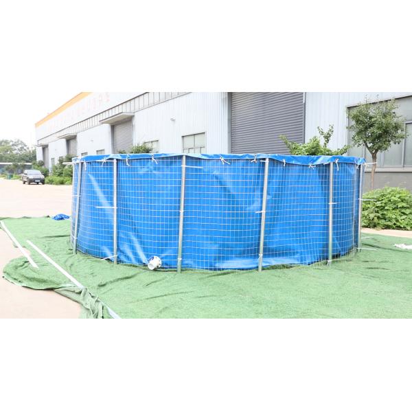 40000L 0.9mm PVC Tarpaulin Fish Pond With Steel Mesh 6Mx1.4M Collapsible Fish Tank