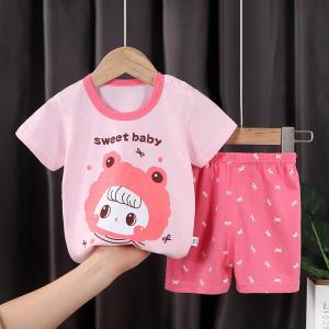 100% Cotton Summer Children's Outfit Sets Short Sleeve T-shirt Set