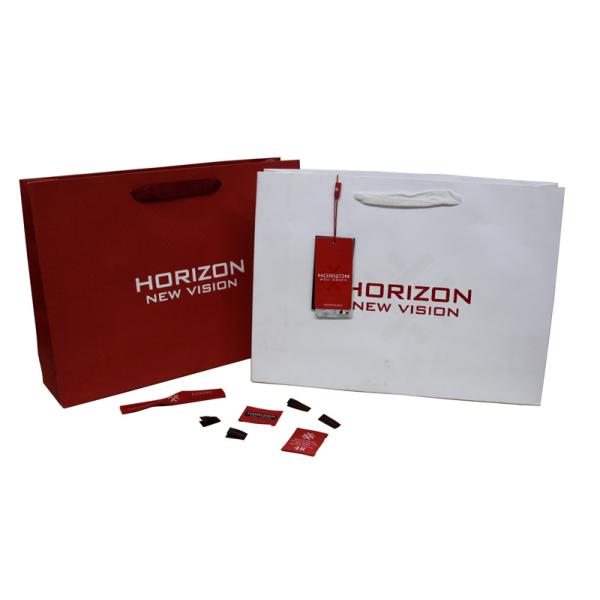 Recyclable white craft Paper Carrier Bag Ribbon Handle for Men's Garment Packaging