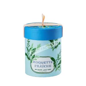 Cylinder Rigid Paper Tube With Ribbon Pull Lid Custom Flat Edge Box For Candle