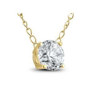 4mm 0.23ct Diamond Solitaire Necklace , 4 Prongs 14k Yellow Gold Necklace