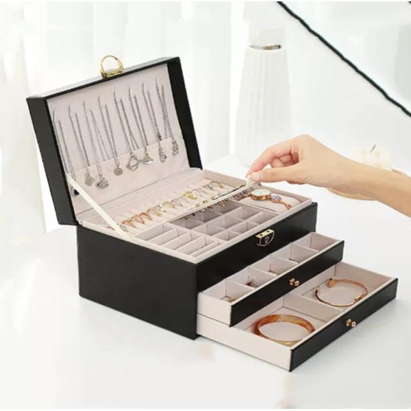 Buy Greaseproof Leather Jewelry Packaging Box Varnishing Recyclable at wholesale prices