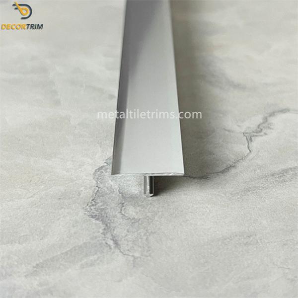 Chrome 6063 T5 Metal Tile Trims T Profile Transition Cover Strip For Wall
