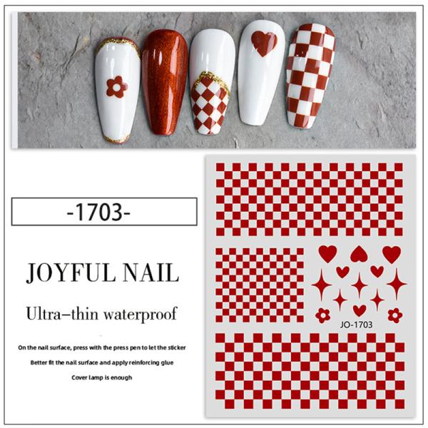 Checkerboard Classic Plaid Klein Blue Nail Stickers with Adhesive Backing Material