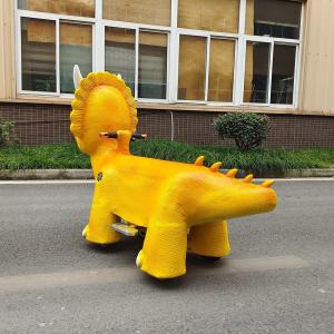 Animatronic Dinosaur Electric Scooter , Yellow Ride On Electric Dinosaur For