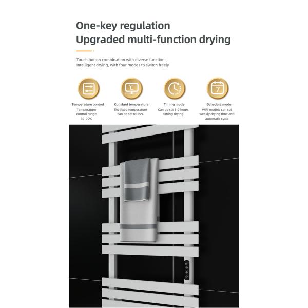 Carbon Steel Bathroom Electric Heated Towel Rail with Towel Heaters and Heating Element