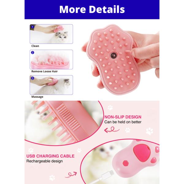 ABS Grooming Pet Hair Cleaner Brush Cat Steam Massage Brush 7 X 11 X 4.5cm