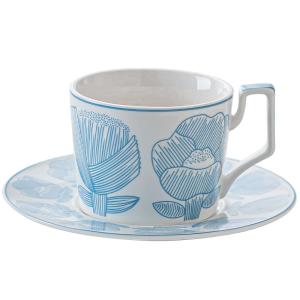 Sustainable Business Gifts European Ceramic Floral Tea Cups And Saucers Set