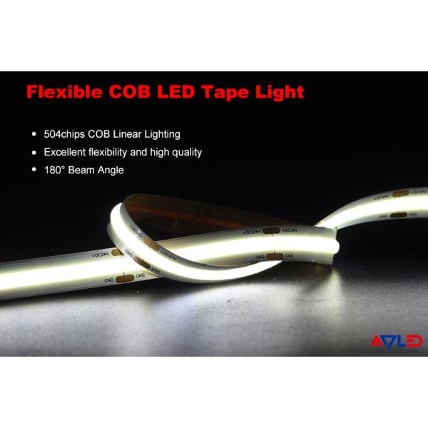 COB LED Strip Lights Bright 504 LEDs/M Natural White 4000K CRI90+ 24V For Cabinet Home