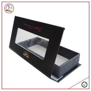 Small Black CMYK Rectangular Craft Paper Gift Box With PVC Window