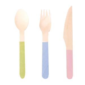 160mm Disposable Dyeing Wooden Cutlery Pink Utensils For Party