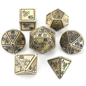 Electroplated Vintage Colored Octopus Metal Dnd Dice Set Dragon and Dragon