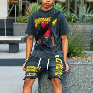 Streetwear Summer 100 Cotton Tracksuit Shorts Set Mens Screen Printing