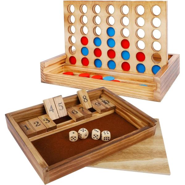 Newest Customized Classic Wood Dice Game with Numbers & Line Up 4 Game for Kids