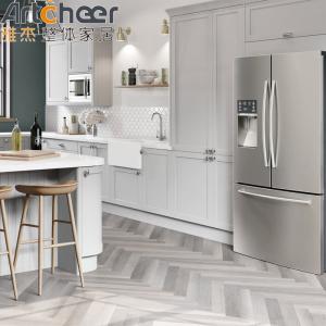 Custom Made Small Apartment Kitchen Cabinets with Crystallized Glass Panel