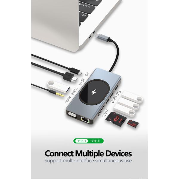 Multi-Port Data Transfer Adapter Hub 11 in one Up To 5Gbps Transfer Speed Supports Many Ports