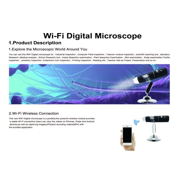 LED USB Wifi Optical Digital Microscope 1080P HD 2MP 1000X Monocular