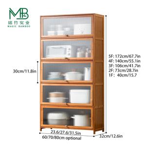 High Quality Bamboo Vertical Storage Cabinets For Kitchen