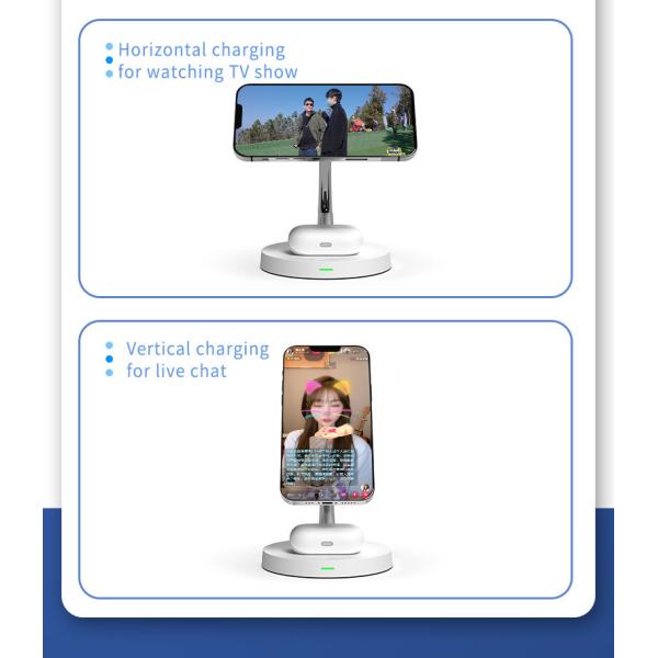 3 Level LED Night Light Wireless Double Charging Stand With Short Circuit Protection