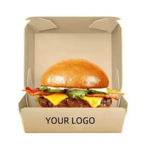 Kraft Paper Disposable Takeout Box for Fast Food Customized Size and Biodegradab