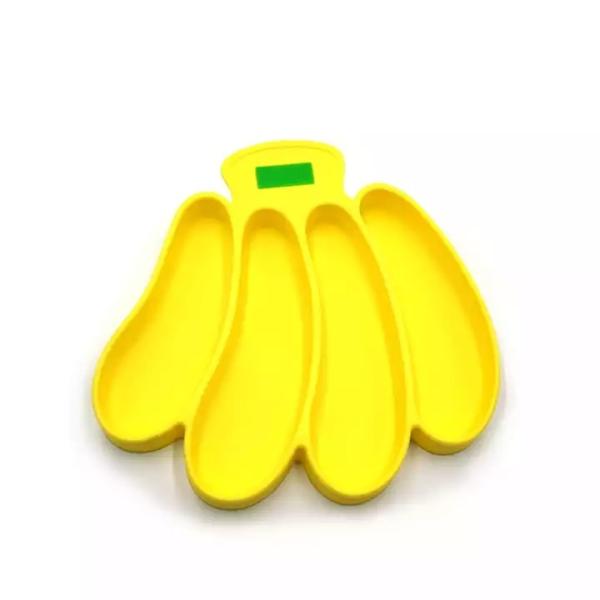 Buy Modern Banana Shaped Silicone Baby Tray Suction Self Feeding BPA Free Customized at wholesale prices