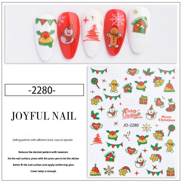 Cartoon Nail Enhancement Stickers with Multicolor Rabbit Bells and Santa Claus Design