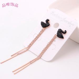 Fashion Color Women Jewelry Latest Fashion Rose Gold Plated Earring Swan Tassel