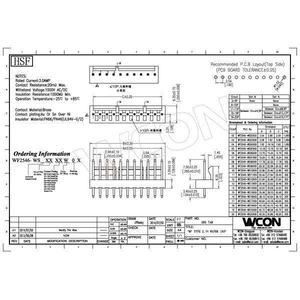 PA66 White 02~20P PCB Straight Plate to wire connector with Brass Pink