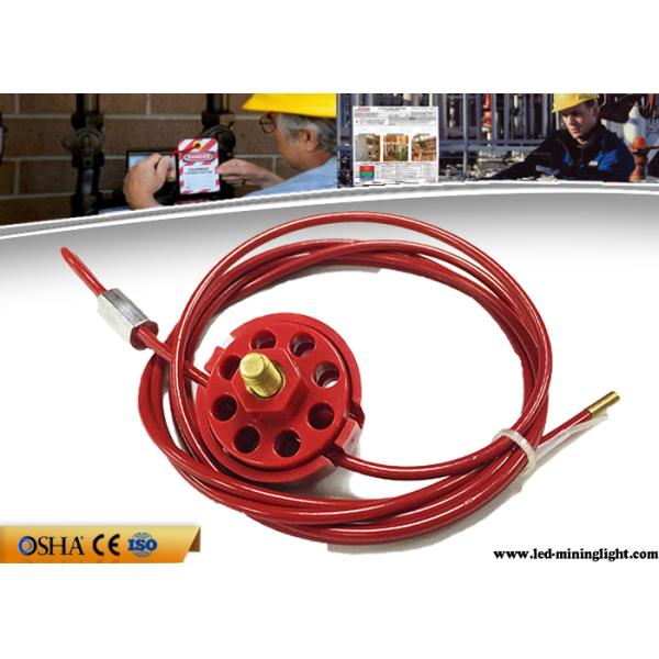 Safety Lock Out With Padlocks ABS Red Wheel Type Cable Lockout 2 / 5 / 10M Cable