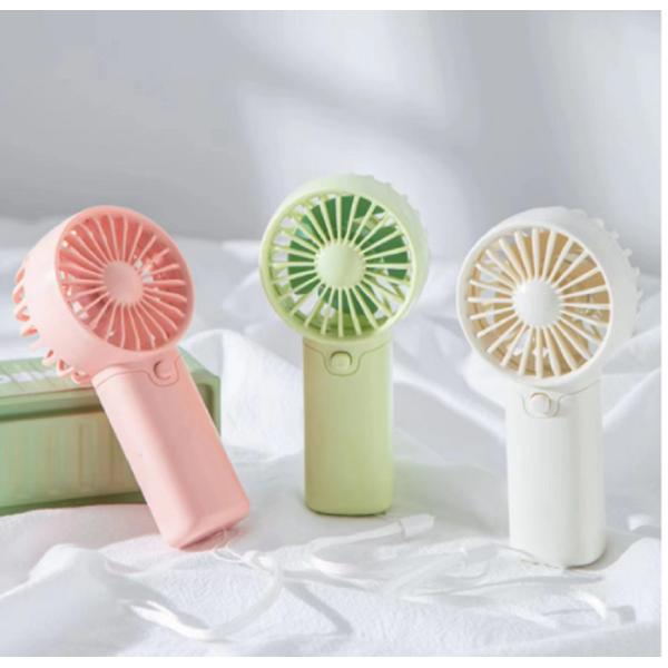 AAA Battery Handheld Fan 2W ABS Body 6*3.7*12.5cm Size 53.7g Lightweight With Lanyard Green Red White