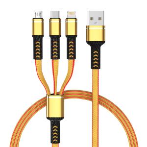 Customizable Three In One Braided Charging Cable 1M Length For Mobile Phone