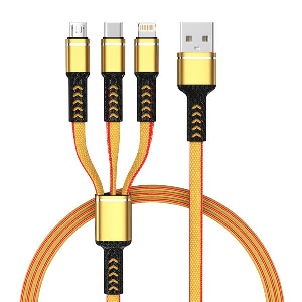 Buy Customizable Three In One Braided Charging Cable 1M Length For Mobile Phone at wholesale prices