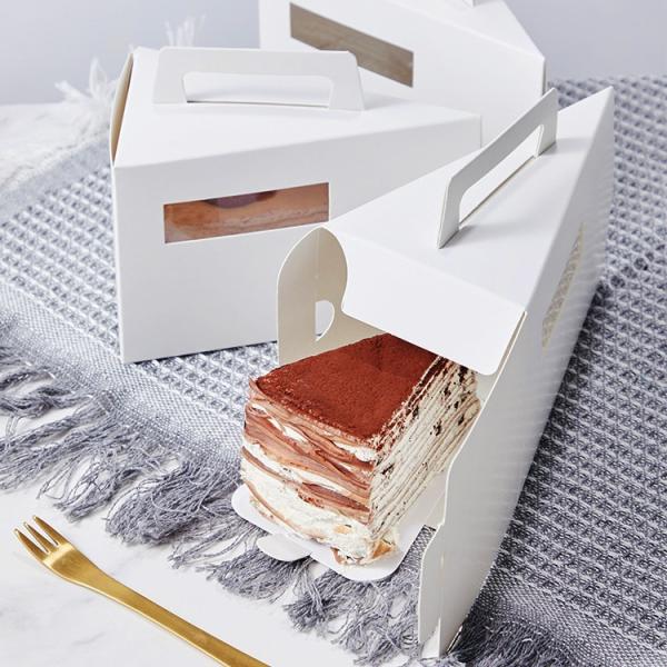Buy Custom Kraft Paper Triangular Cake Slice Box with Twisted Handle at wholesale prices