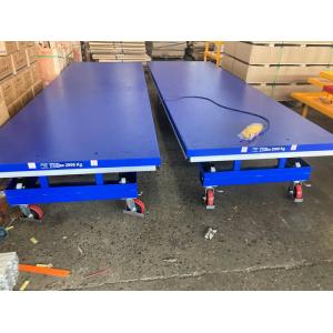 Mobile DC Battery Powered Tandem Scissor Lift Table Transferring Bulky Heavy