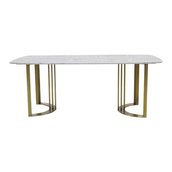 Italian 200x100x75cm Luxury Marble Dining Table Gold Stainless Steel leg
