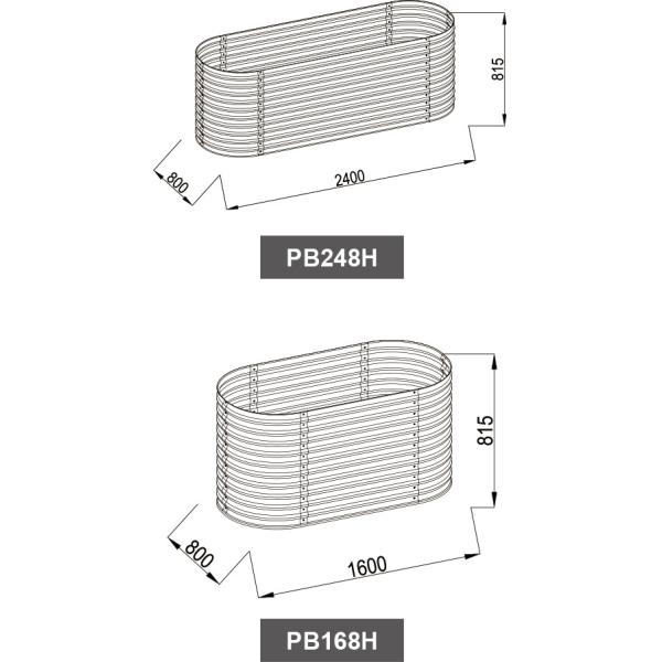 Buy Galvanized Metal Raised Garden Beds 160cm 240cm PB168H PB248H at wholesale prices