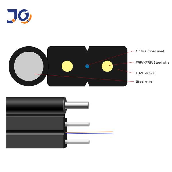 LSZH Jacket 2km/Drum FTTH Fiber Optic Drop Cable Black White Colour