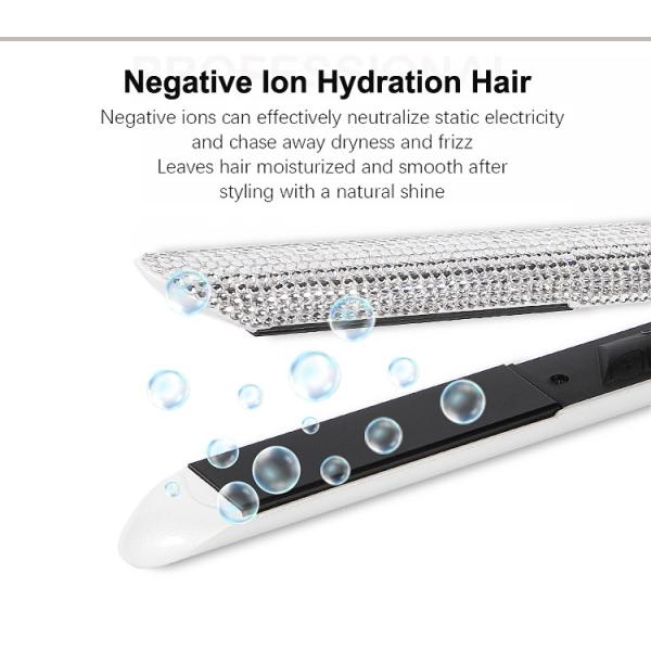 Gorgeous Rhinestone Nano Titanium Hair Straightener 1 Inch Dual Voltage