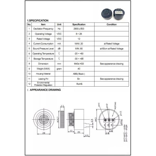 Constant Pulse Tone Electromagnetic Active Piezo Electric Buzzer Loud Alarm