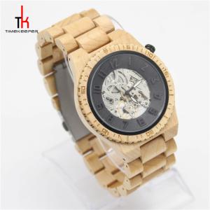 OEM ODM Waterproof Wood Watch / Luxury Wooden Mechanical Watch