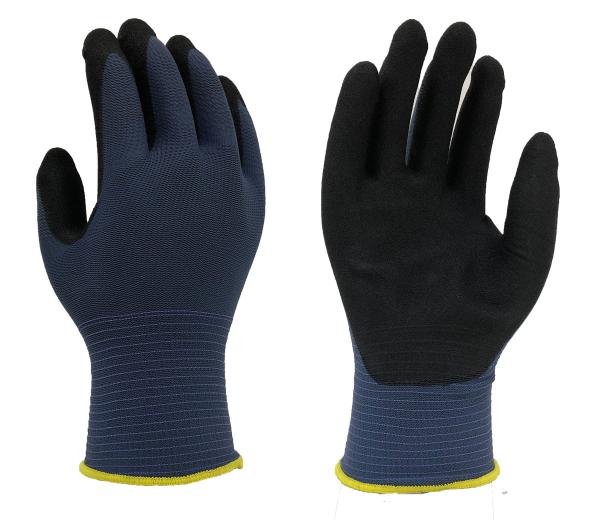 Seamless Polyester Spandex Knitting Black Nitrile Gloves For Automotive