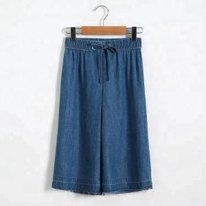 Adjustable Waist Size Kids Denim Clothes Wide Leg Shorts For Girls