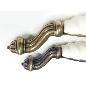 Brass Plated Ceramic Handles And Knobs 128mm Elegance Style porcelain Furniture