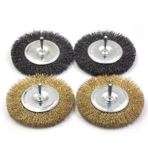 1/4 Inch Hex Shank Coarse Brass Crimped Wire Wheel Brush