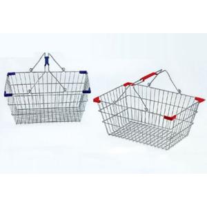 Wire Mesh Shop Hand Shopping Basket Chrome Plating , Stackable Shopping Baskets