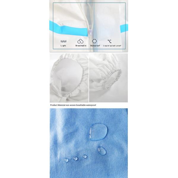 Non Sterile Disposable Isolation Gown , White Color Disposable Protective Suit
