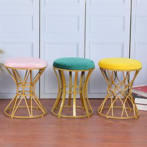 Indoor Gold Velvet 35cm Stainless Steel Ottoman Dirt Resistant